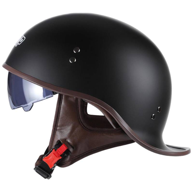 Halbschalenhelm Schwalbenschwanz-Design Motorrad-Helm, Roller-Helm mit Visier Einstellbar Schnellverschluss-Gurt, für Scooter Chopper Biker Harley Moped DOT/ECE-Zulassung,E-XL(59~60cm) von WYXAXNM