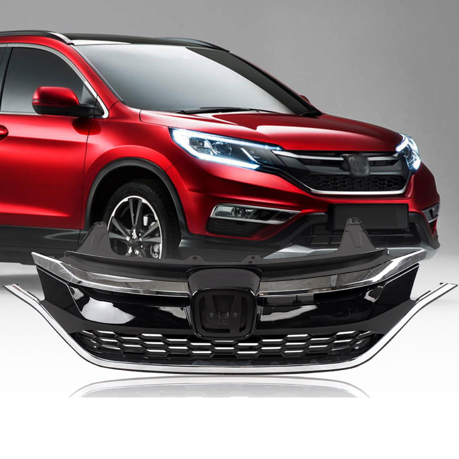 Auto Front Kühlergrill für CRV 2015 2016, Frontstoßstange Kühlergrille Radiator Grille, Auto Tuning Zubehör von WYXFCBF