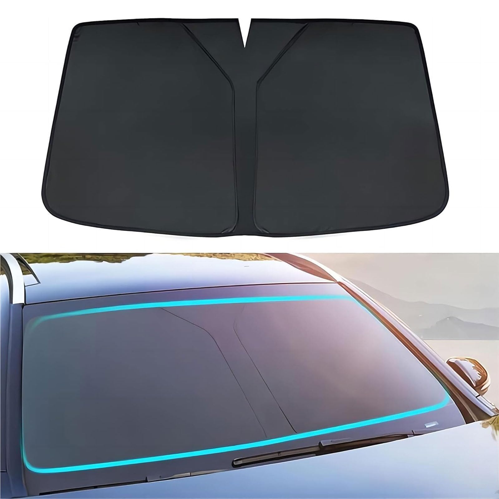 Sonnenschutz Auto Frontscheibe für VW Polo IV (9N) 2006 2007 2008 2009, Faltbare Windschutzscheibe Sonnenblende Hitzeschutz UV Schutz, Autozubehör,Black von WYXFCBF