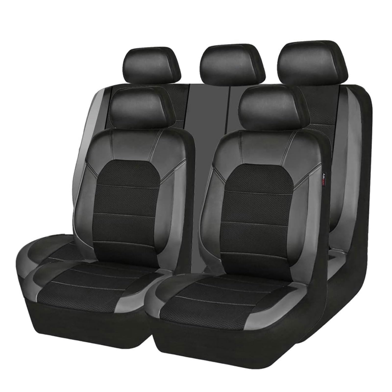 WYXFCBF 9 Stück Sitzbezüge Auto für VW Golf VII 7|Golf 7 GTE/Golf GTD 2011-2020, Autositzbezüge Bequem Atmungsaktiv Leder Sitzschoner Innenraum Zubehör,Grey von WYXFCBF