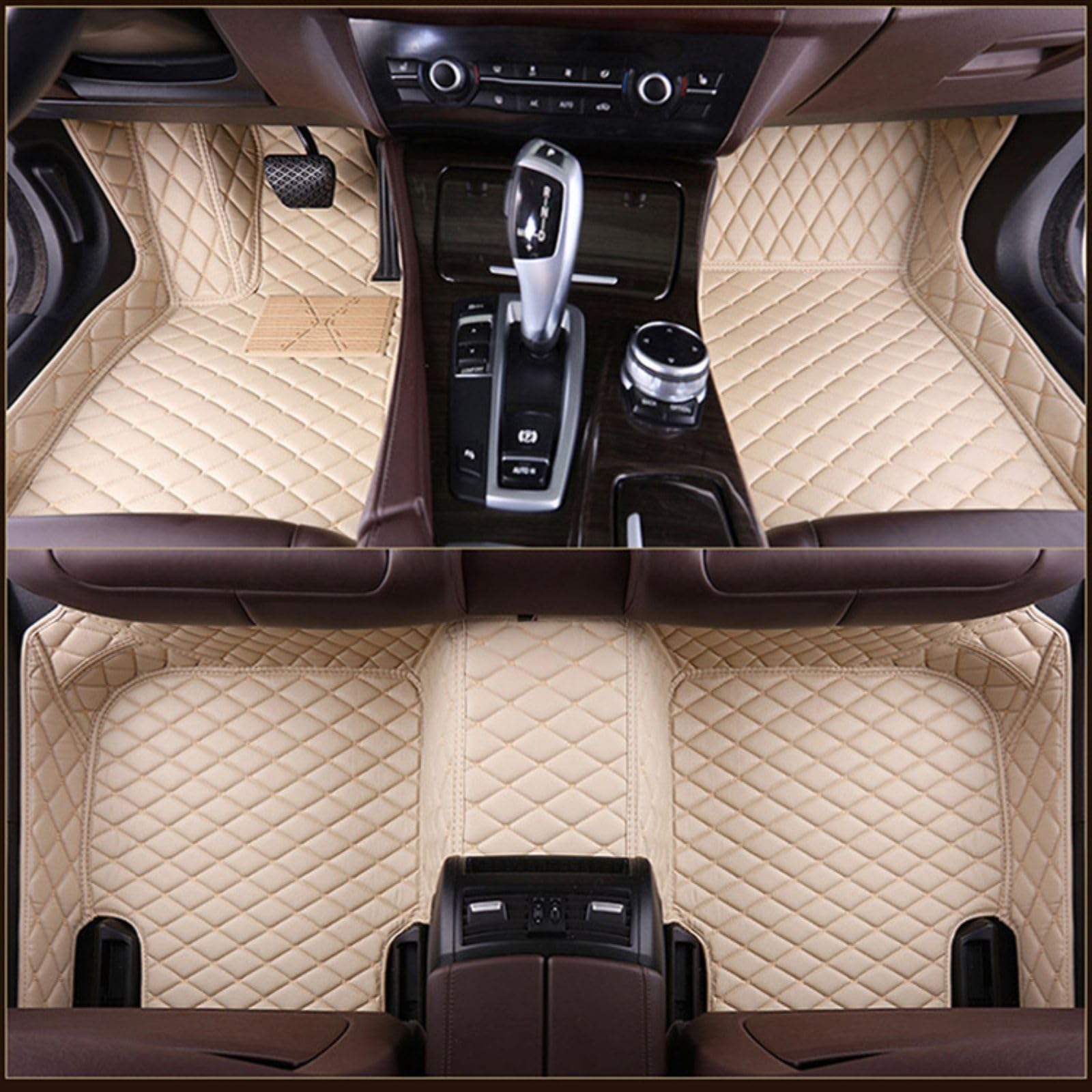 Fussmatten Auto für VW Phaeton 4seats 2002 2003 2004 2005 2006 2007 2008 2009 2010 2011 2012 2013 2014 2015 2016, Fußmatten Auto Auto Fußmatten Auto Zubehör Innenraum Auto Zubehör, beige von WYXZQFCL