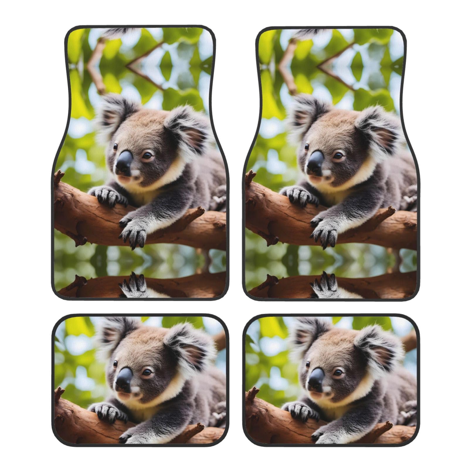 WZYWHJ A Little Koala Prints hochwertige Auto-Fußmatten, 4-teiliges Set, strapazierfähiges Polyester, leicht zu reinigen, rutschfeste Unterseite von WZYWHJ