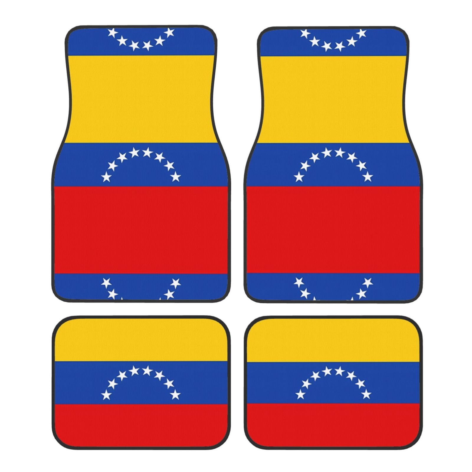 WZYWHJ Flagge von Venezuela Prints Qualität Auto Fußmatten Set von 4 Stück - strapazierfähiges Polyester, leicht zu reinigen, rutschfeste Unterseite von WZYWHJ