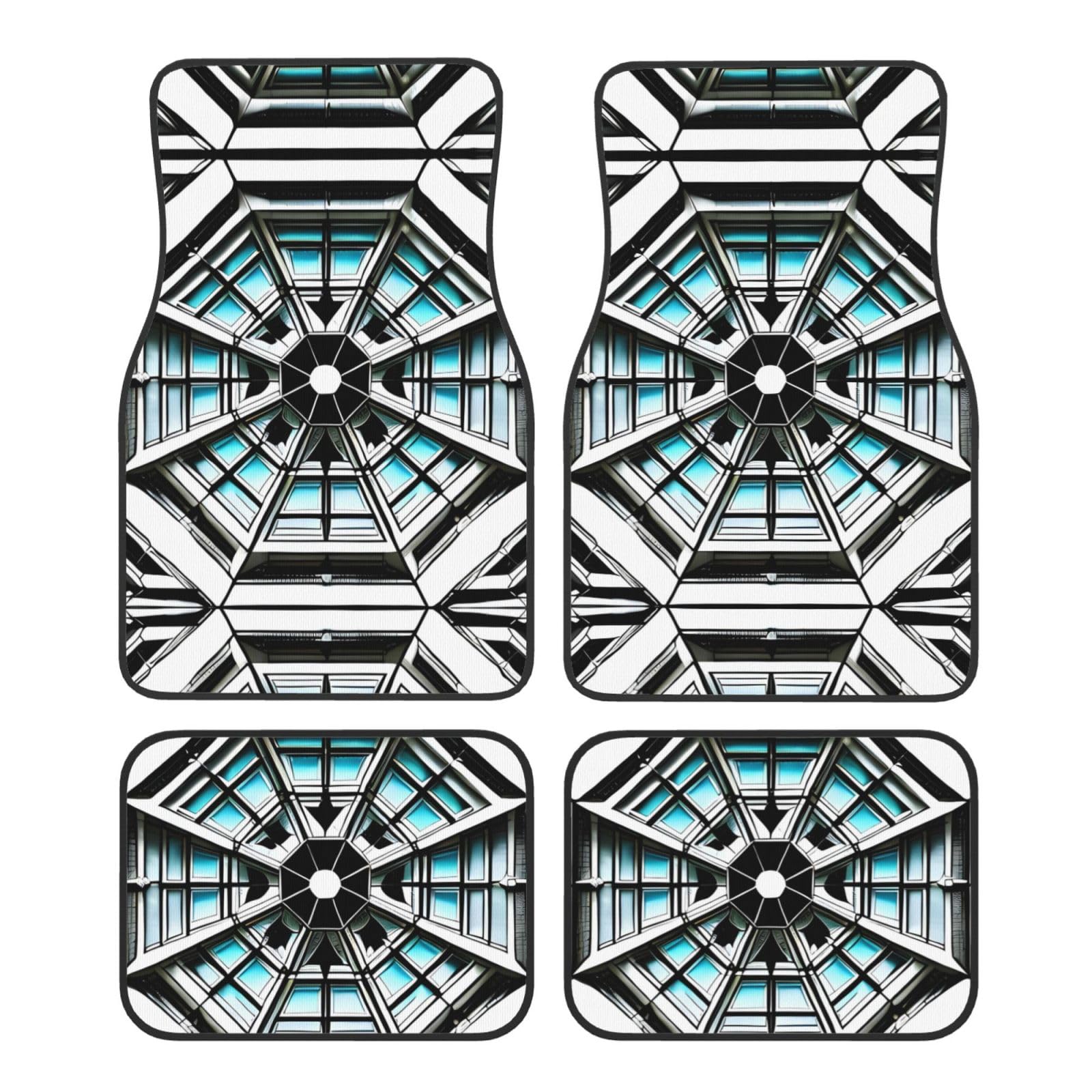 WZYWHJ Octagon Building Pattern Qualität Auto Fußmatten Set von 4 - strapazierfähiges Polyester, leicht zu reinigen, rutschfeste Unterseite von WZYWHJ