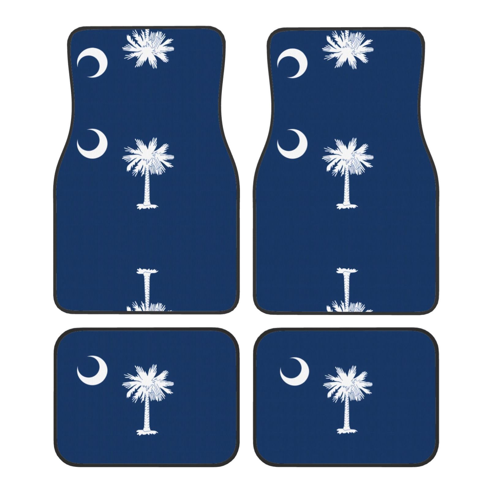 WZYWHJ South Carolina Flaggenmuster Qualität Auto Fußmatten Set von 4 - strapazierfähiges Polyester, leicht zu reinigen, rutschfeste Unterseite von WZYWHJ