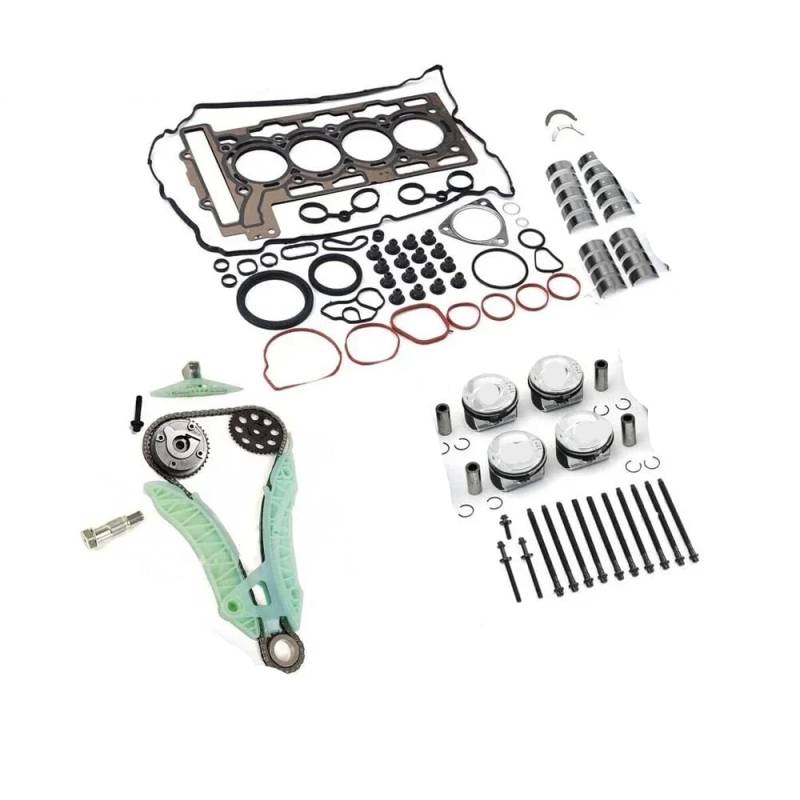 Motorteile Zylinderkopfdichtung Dichtung Set Timing Chain Kit Haupt- und Con-Rod-Lager mit 1,6L 06-15 N14B16 Gas Kompatibel mit 1,6 l N14 kompatibel von WZZSKFYQ