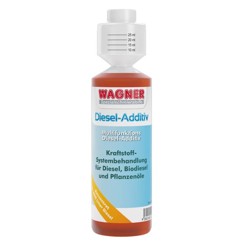 Wagner Diesel Additiv - für alle Dieselkraftstoffe und 2-&4-Taktmotoren Aller Fahrzeugarten|Systemreiniger Diesel Reinigt Einspritzanlage&Tank, Schützt vor Korrosion, Verschleiß&Diesel-Pest (250ml) von Wagner