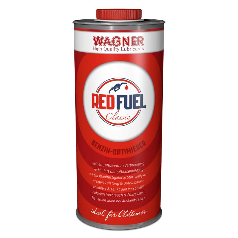 Wagner Red Fuel Classic Benzinoptimierer - E5 bis E100 & Auch Ältere Motoren | Benzin Additiv verhindert Klingeln/Klopfen, reduziert Verbrauch & Schadstoffe – Auch Für Rennsport & Reisen |1 Liter von Wagner