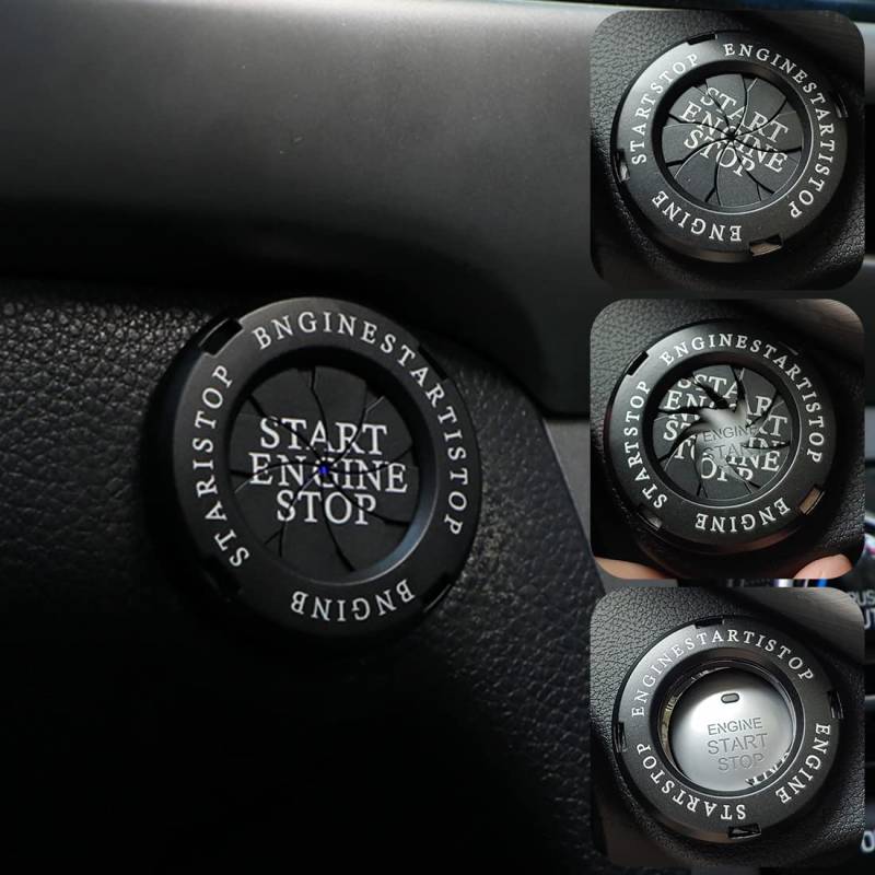 Auto Motor Start Stopp Taste Abdeckring Startknopf Abdeckung Push to Start Button Zündschutzhülle für Motor-Startknopf, Auto Interieur Zubehör Kompatibel (Black) von Wailicop