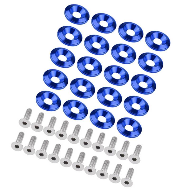 20-teiliges Aluminium-Universal-Unterlegscheiben-Schrauben-Set für Fahrzeugverkleidung, Leichtes und Kompaktes Design (BLUE) von Wakects