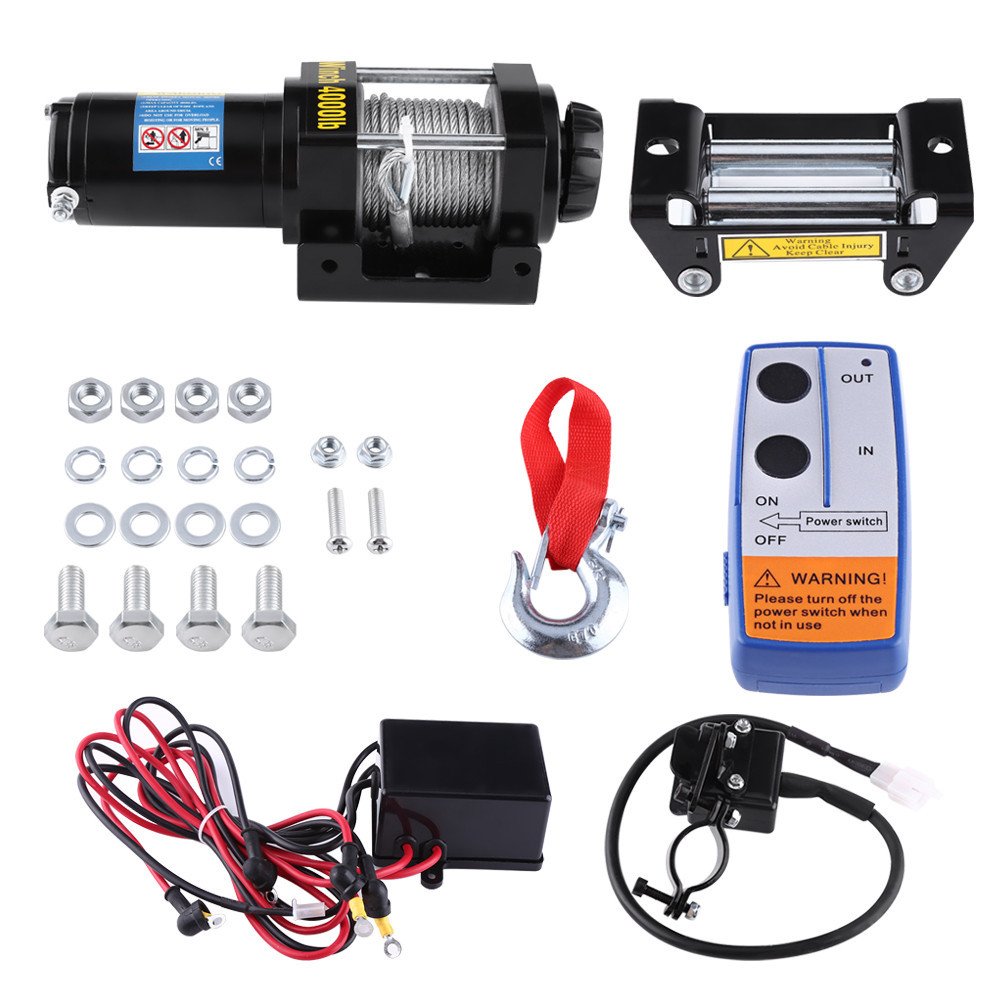 Elektrische Seilwinde DC 12 V 4000LBS Seilzug Hebezug Stahlkabel 15 m Kabellose Fernbedienung Elektrische Winde für Anhänger Auto LKW Boot Quad Camping ATV von Wakects