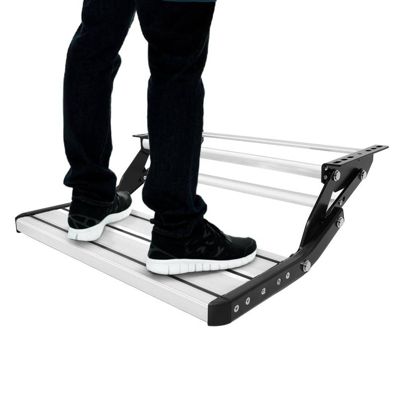 Wakects Trittstufe Wohnmobil, RV Step, Aluminium Klapptritt Trittleiter, Breite rutschfeste Oberfläche bis 200 kg belastbar, Wohnmobil Zubehör Trittleiter für Camping und Outdoor von Wakects