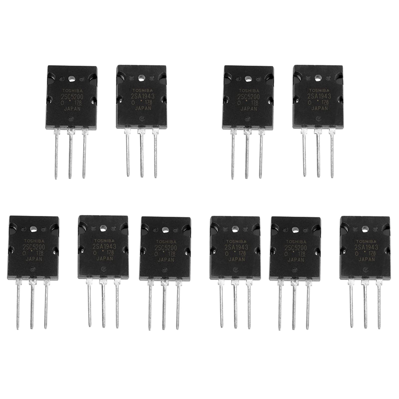 10 Stück Schwarz High Power Matched 2sc5200 2sa1943 Audio Transistor Leistungsverstärker Transistor 2SA1943 2SC5200 von Walfront