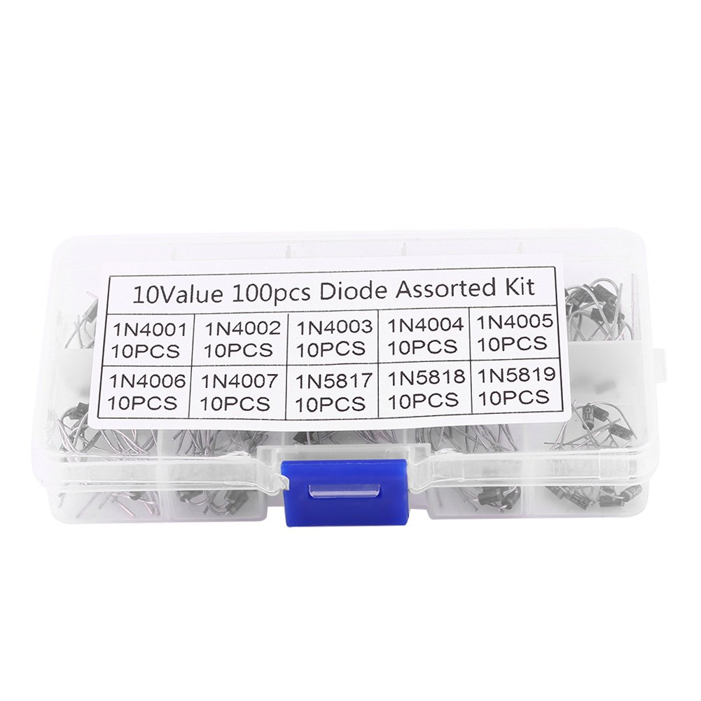 100pcs 10 Values Gleichrichter Diode Assorted Kit Mit Clear Box 1n4001~1n4007, 1n5817~1n5819 von Walfront