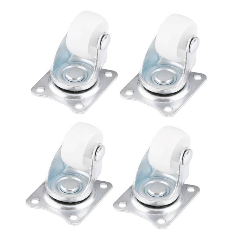 Möbelrollen Weiss 4pcs Universal Schwenkrollen, 1"Dia kleine 4 für Werkzeugkasten, Rollenrad Schwenkrad Oberseiten Platten Wiedereinbau Feste Möbelrollen von Walfront