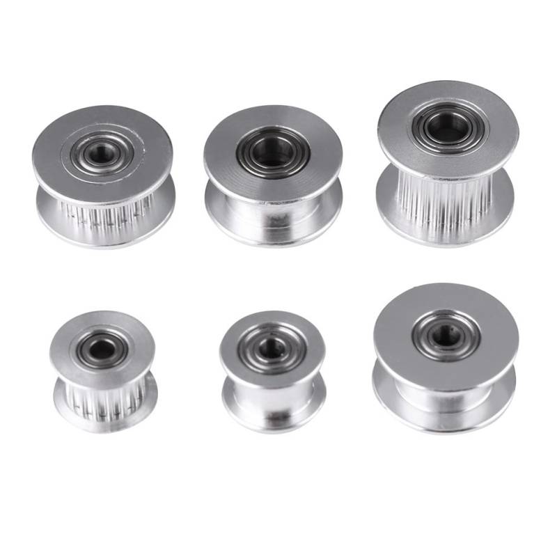 5Stück 2GT Aluminium Timing Riemenscheibe Bohrung Spannrolle Dreidimensional Drucker 3mm / 5mm Bohrung Rad 16/20 Zähne für Gürtel Breite 6mm/10mm Zahnriemen(W6mm, 20T, Bore 3, Toothless) von Walfront