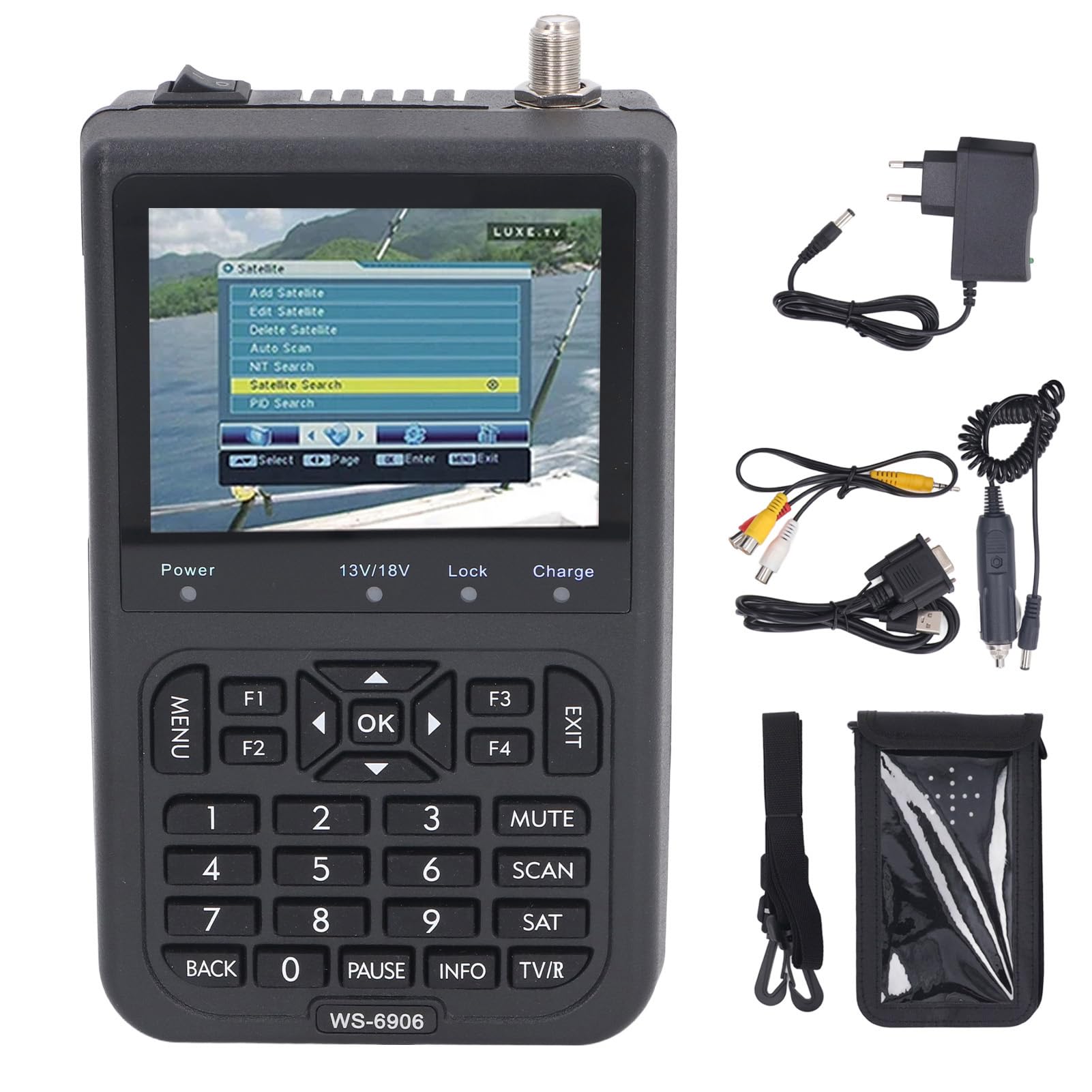 WS-6906 950–2150 MHz HD Star Satellitenfinder Messgerät Finder DVB S Satellitenfinder 3,5 Zoll TFT LCD Bildschirm 100–240 VAC (EU-Stecker) von Walfront