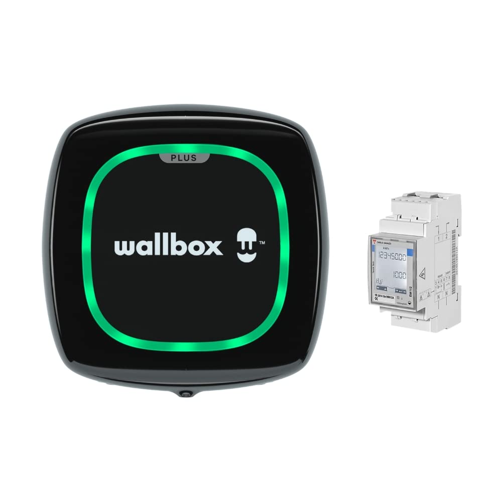 Wallbox Pulsar Plus Solar-Ladegerät für Elektrofahrzeug, 7,4 kW, 5 m, Typ 2, WiFi, Bluetooth, OCPP, Innen/Außen, Schwarz + einphasige Power Boost von Wallbox