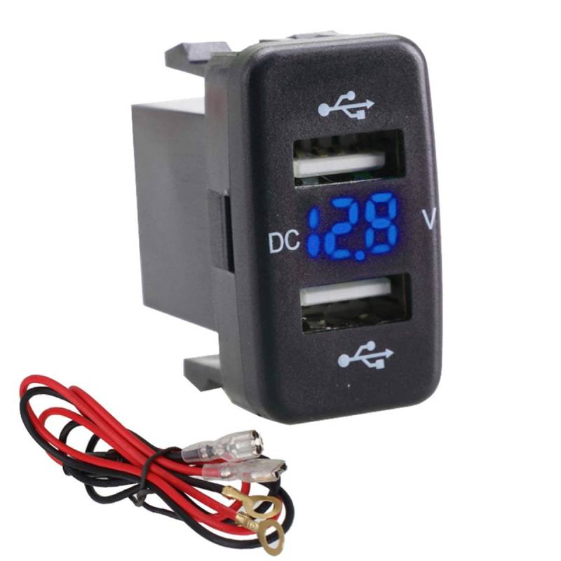 Wallfire Auto Dual USB Port Buchse, Auto 4.2A Ladegerät Voltmeter Steckdose (12V-24V) von Wallfire