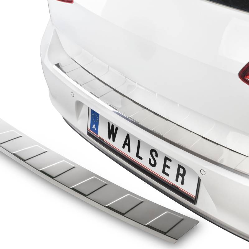 Walser Premium Ladekantenschutz kompatibel mit Skoda Karoq (NU7, ND7) 07/2017-2021, 100% maßgeschneiderter Kantenschutz Edelstahl Proguard, Kofferraum Stoßstangenschutz Auto Made in Europa Silber von Walser