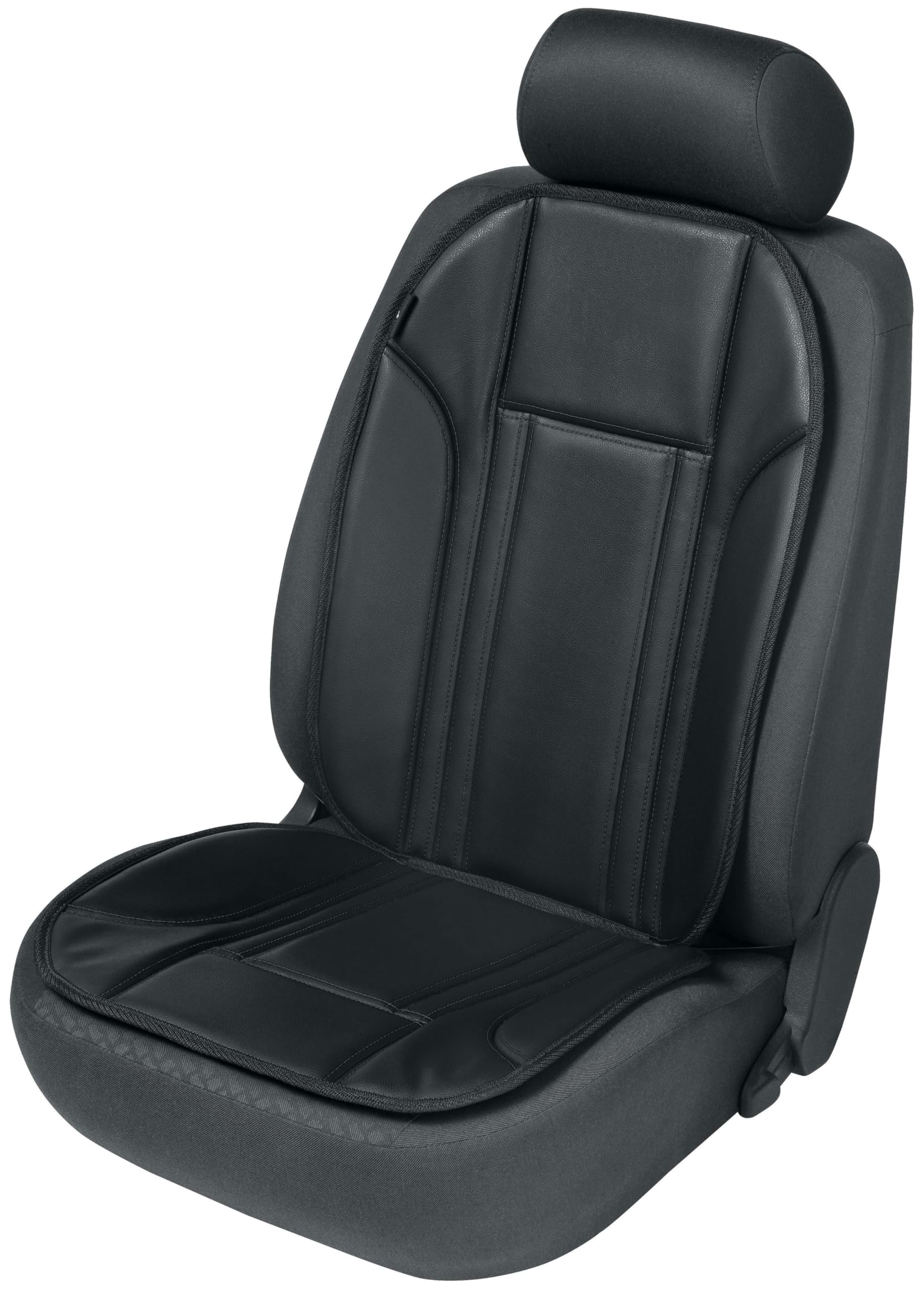 Walser Premium Auto-Sitzaufleger Ravenna, Auto-Sitzauflage, Sitzschoner-PKW universal, Autositzschoner aus Kunstleder, Auto-Schutzunterlage schwarz von Walser