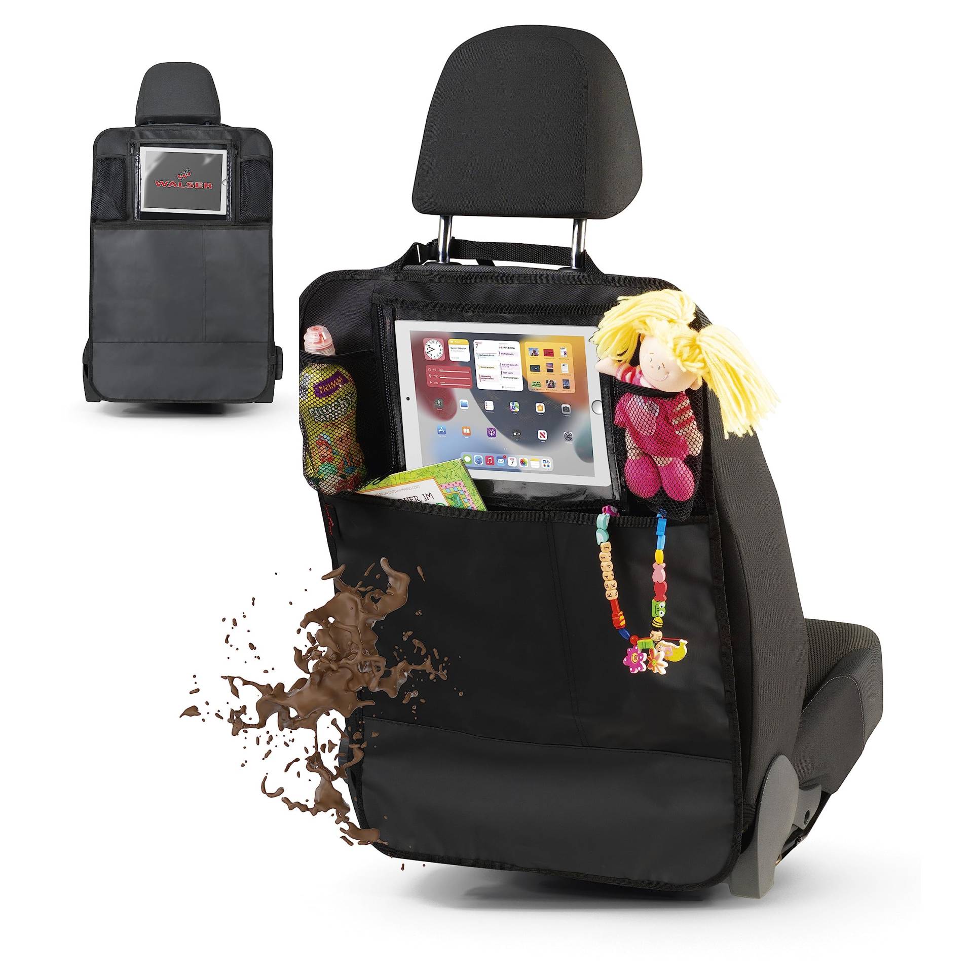 Walser Tablethalter Kenny, Auto-Organizer, Rücksitztasche, Tablet-Halter-Auto, Utensilientasche-Auto schwarz von Walser