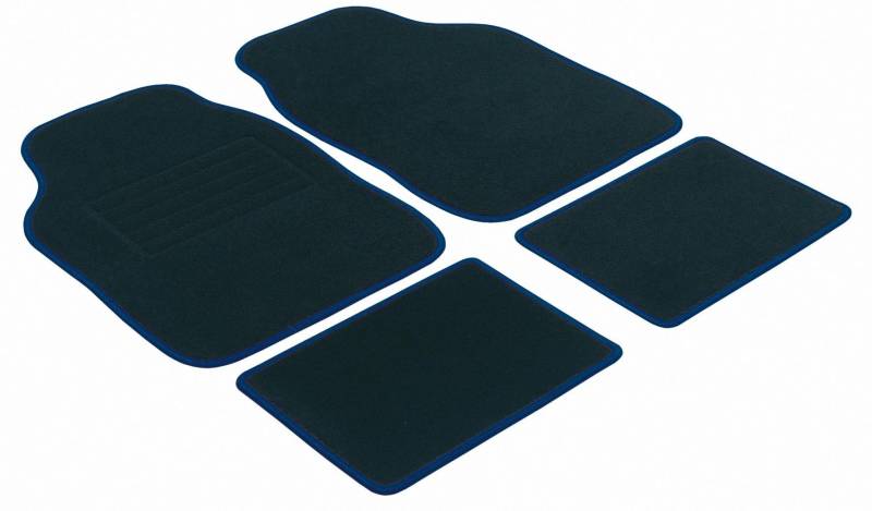 WALSER Autoteppich Velours 4tlg universal schwarz/ blau gekettelt von Walser