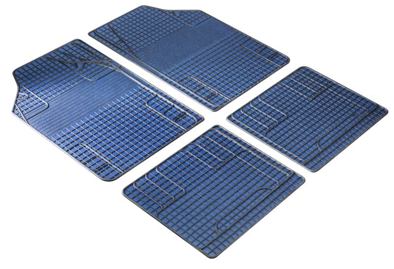 Walser Universal Auto-Gummimatten-Set, Automatten 4-teilig zuschneidbar, Universal Antirutschmatten-Auto, PKW-Fußraummatten blau/schwarz von Walser