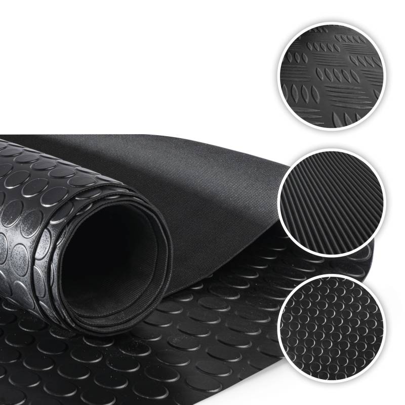 Walser Gummimatte Coin, zuschneidbare Gummimatten Boden 100x200 cm, Gummimatte Außenbereich, universal Gummi Schutzmatte für Garagen Boden, Werkstatt Boden, Outdoor, Gummimatte Meterware schwarz von Walser