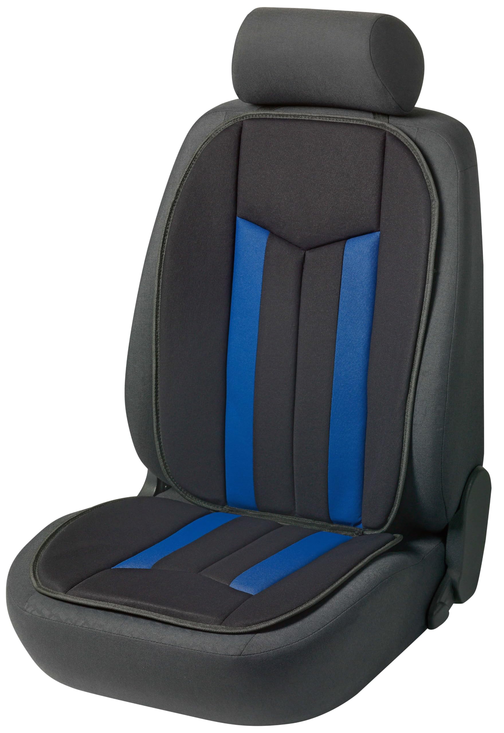 Walser Auto-Sitzauflage Elegance Plus, Universaler Sitzaufleger-Auto, Auto-Schutzunterlage, PKW-Sitzschoner, Sitzaufleger-Auto schwarz/blau von Walser