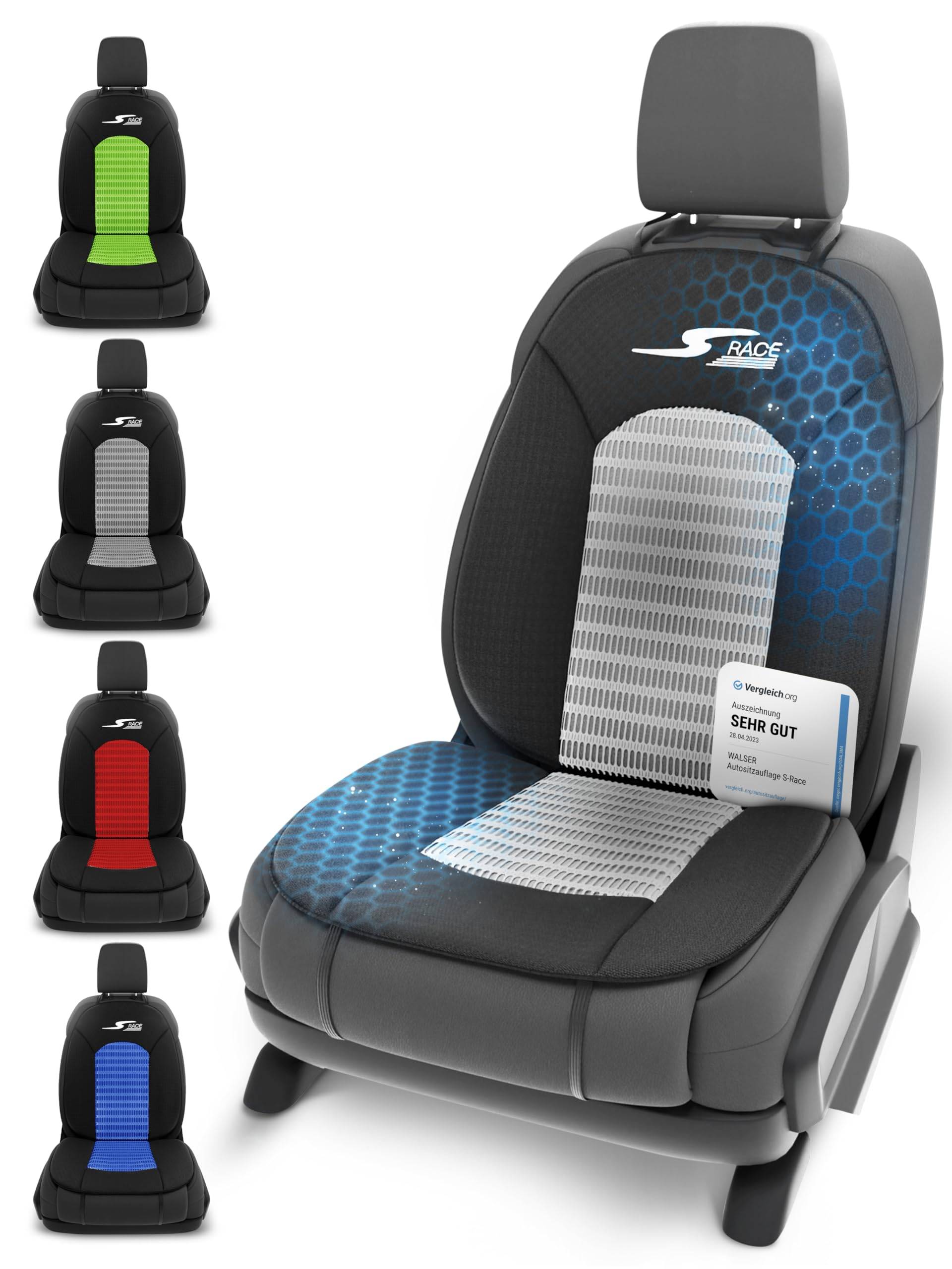 WALSER Car Comfort Auto-Sitzauflage S-Race, Auszeichnung Sehr Gut* Autositzauflage, Sitzkissen-PKW, Universal Sitzschoner-Auto, Sitzauflage-Auto Vordersitze, Sitzunterlage-Auto anthrazit/schwarz von Walser