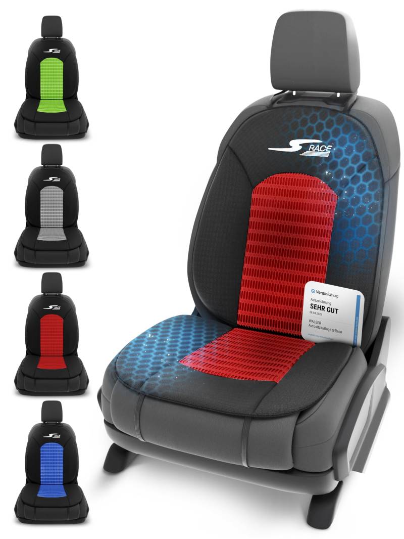 Walser Car Comfort Auto-Sitzauflage S-Race, Auszeichnung Sehr Gut* Autositzauflage, Sitzkissen-PKW, Universal Sitzschoner-Auto, Sitzauflage-Auto Vordersitze, Sitzunterlage-Auto rot/schwarz von Walser