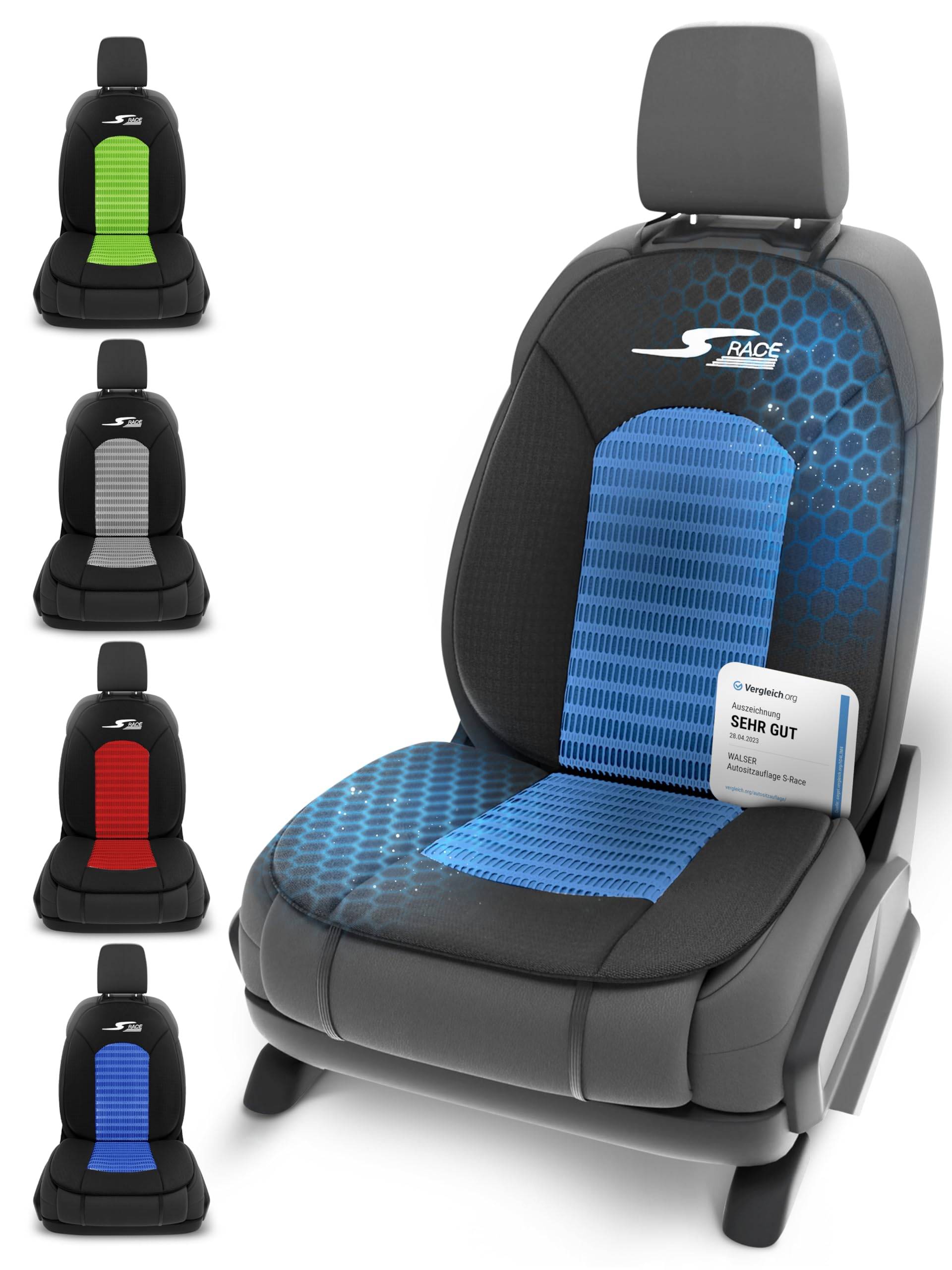 Walser Car Comfort Auto-Sitzauflage S-Race, Auszeichnung Sehr Gut* Autositzauflage, Sitzkissen-PKW, Universal Sitzschoner-Auto, Sitzauflage-Auto Vordersitze, Sitzunterlage-Auto blau/schwarz von Walser