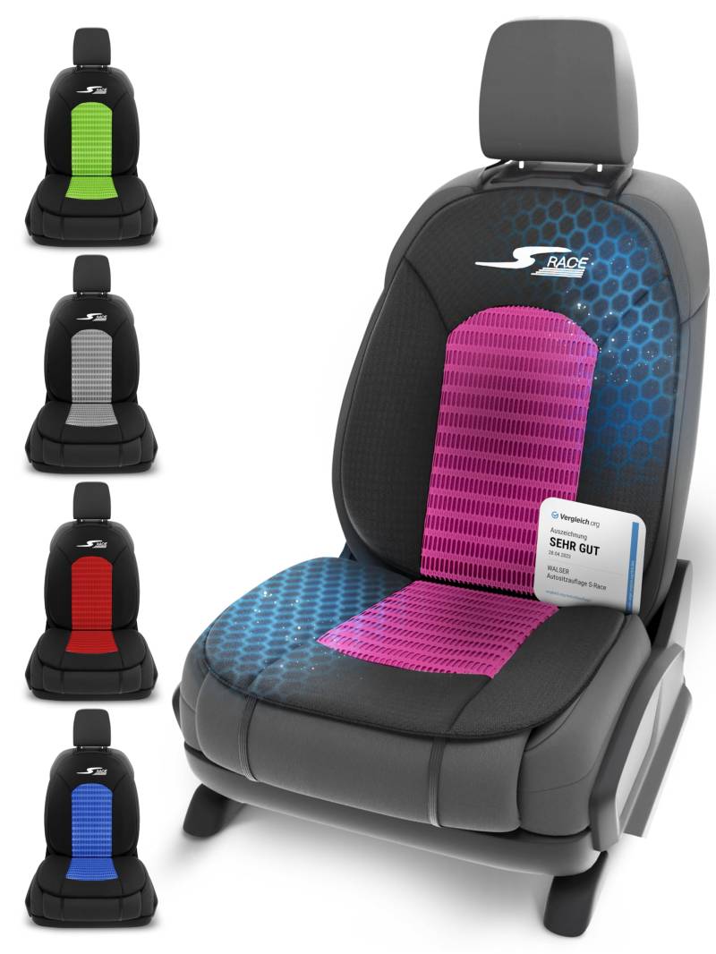 Walser Car Comfort Auto-Sitzauflage S-Race, Auszeichnung Sehr Gut* Autositzauflage, Sitzkissen-PKW, Universal Sitzschoner-Auto, Sitzauflage-Auto Vordersitze, Sitzunterlage-Auto pink/schwarz von Walser