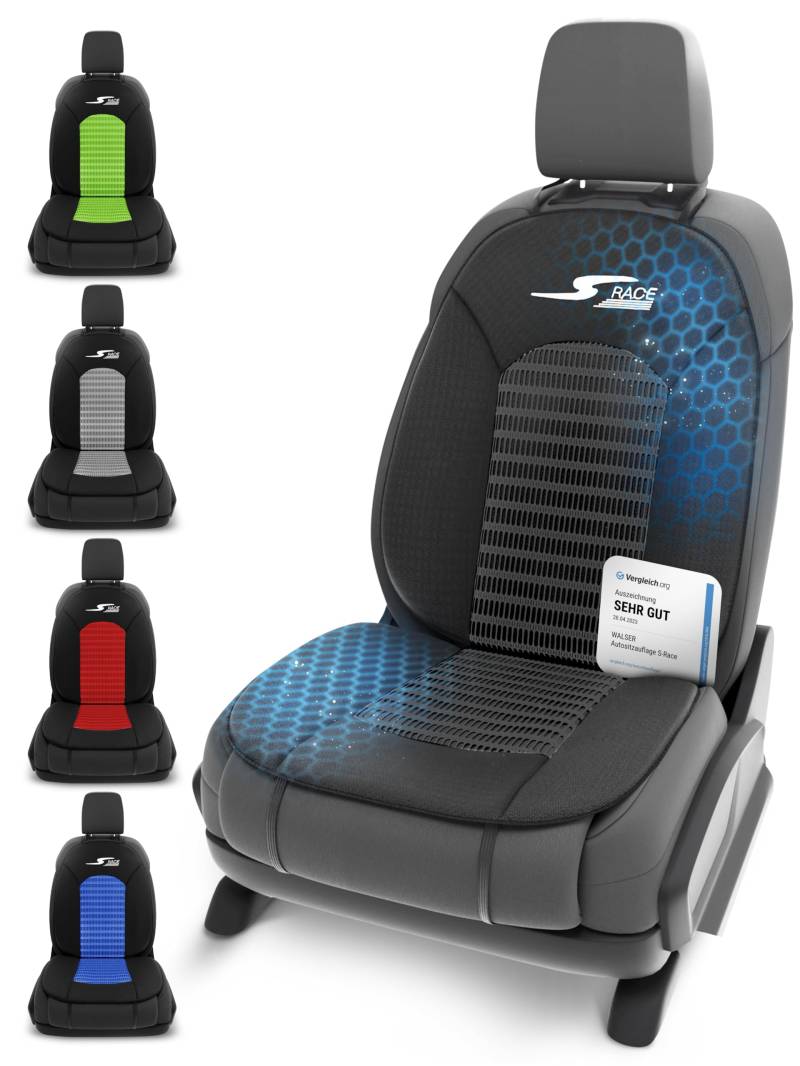 Walser Car Comfort Auto-Sitzauflage S-Race, Sitzkissen-PKW, Universal Sitzschoner, Vordersitze, Sitzunterlage- schwarz von Walser