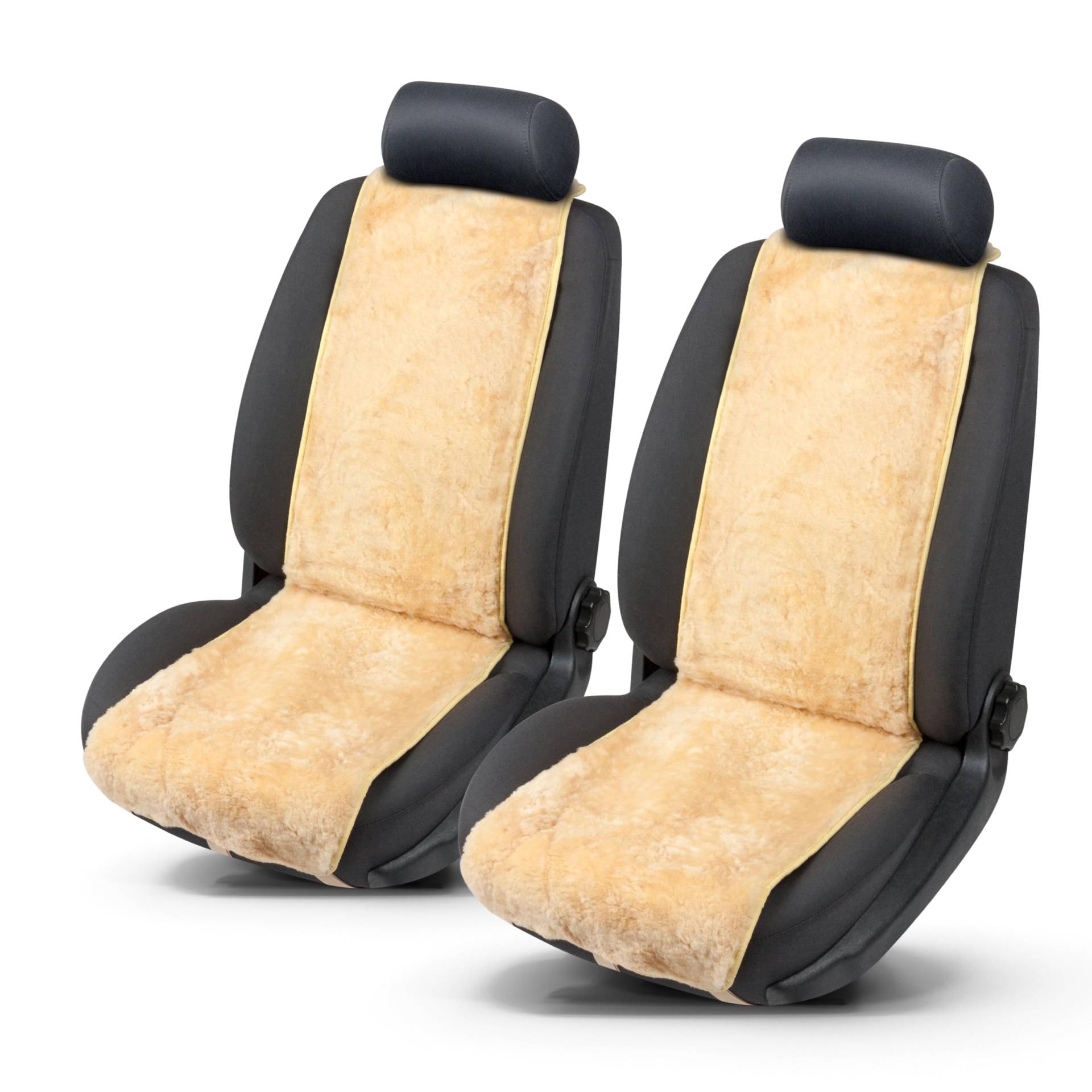 Walser Lammfell Sitzauflage Cosmo 2er Set, 100% Lammfell Autositz Sitzauflage, Sitzauflage Lammfell, Sitzauflagen Auto Lammfell, Sitzschoner Lammfell, Autositzauflage Lammfell, Schonbezug Fell beige von Walser