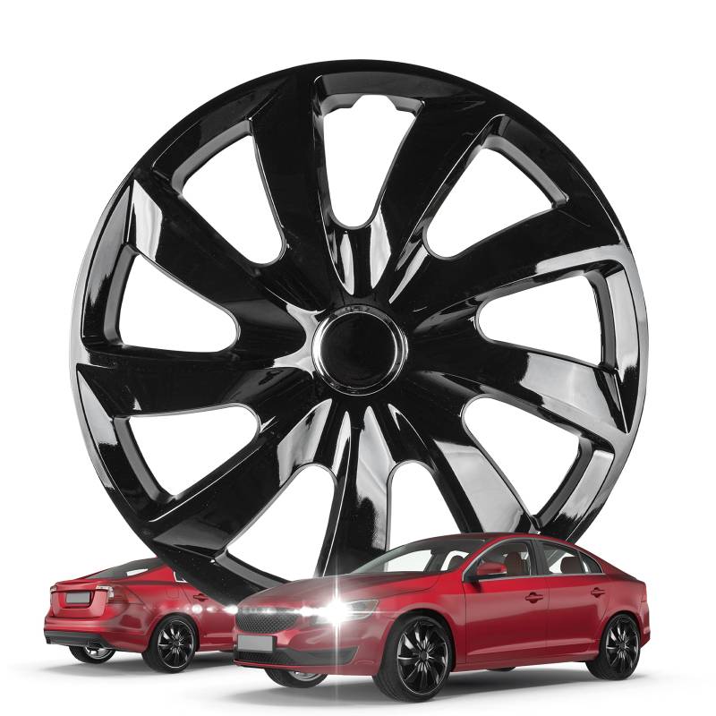 Walser Premium Radkappen Turbine Black, 4er Set Radkappen Auszeichnung Sehr Gut*, Radzierblenden 14 Zoll, Radblenden für Alufelgen Stahlfelgen, Auto Radzierblende schwarz - Made in Europe von Walser