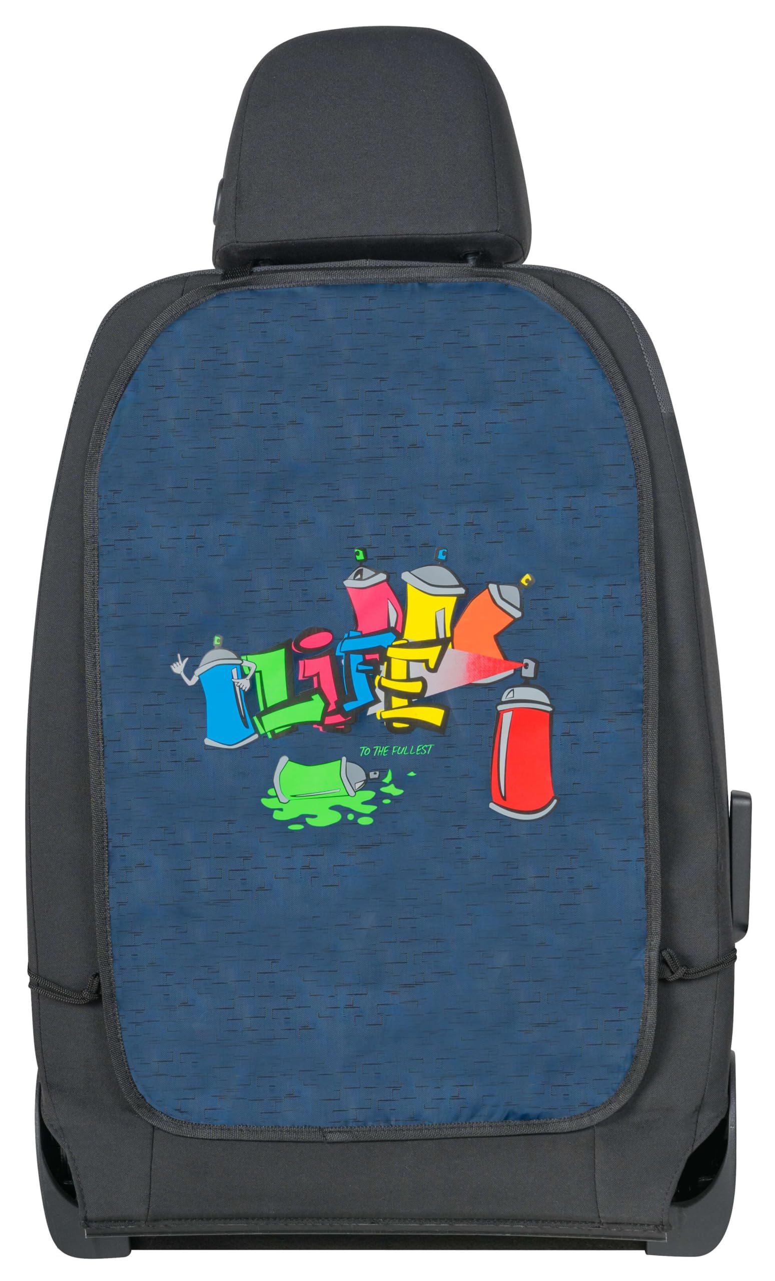 Walser Rückenlehnenschutz-Auto, Rücksitzschoner Kinder Graffiti, Trittschutz schmutzabweisend, Autositzschoner Rückseite 62x40cm blau von Walser