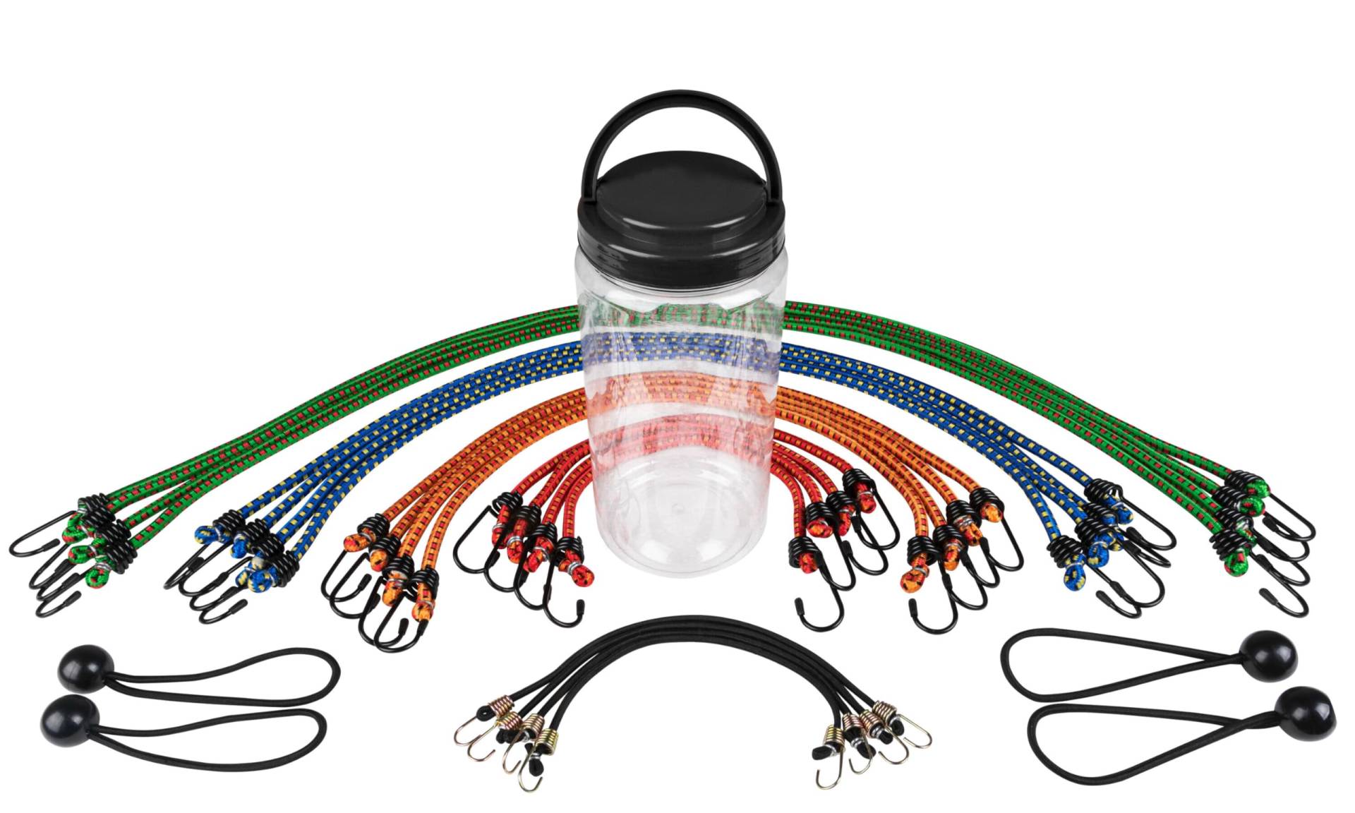 Walser Spannbandset, elastische Gepäckspanner 24 Stück, Spanngummi für Transport, Spanngurte mit Stahlhaken, strapazierfähiges Spannseileset von Walser