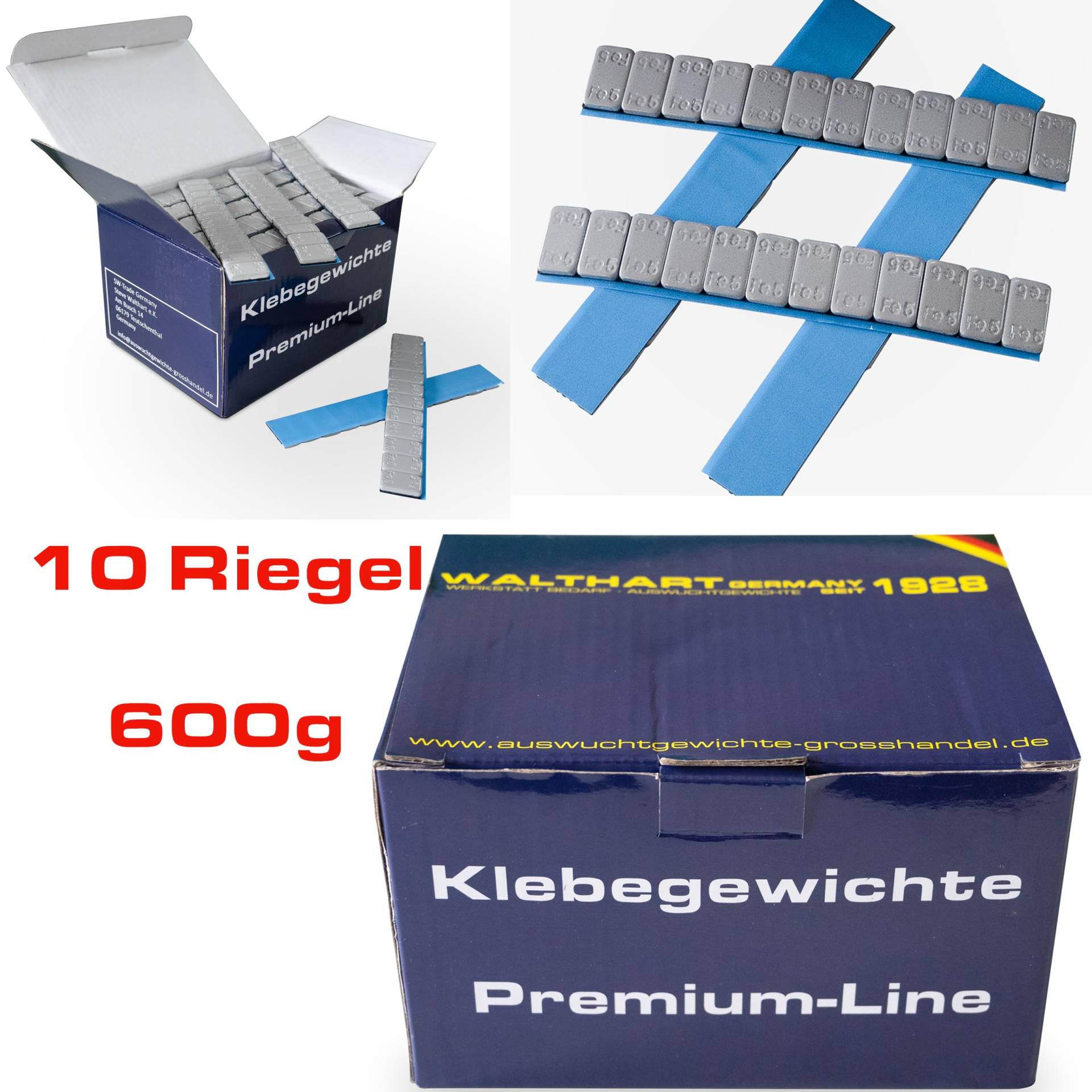 Walthart Germany seit 1928 10 Auswuchtgewichte Grau Felgensilber 12x5g I Klebegewichte Stahlgewichte Kleberiegel 60g mit ABRISSKANTE I verzinkt & kunststoffbeschichtet 600g von Walthart Germany seit 1928