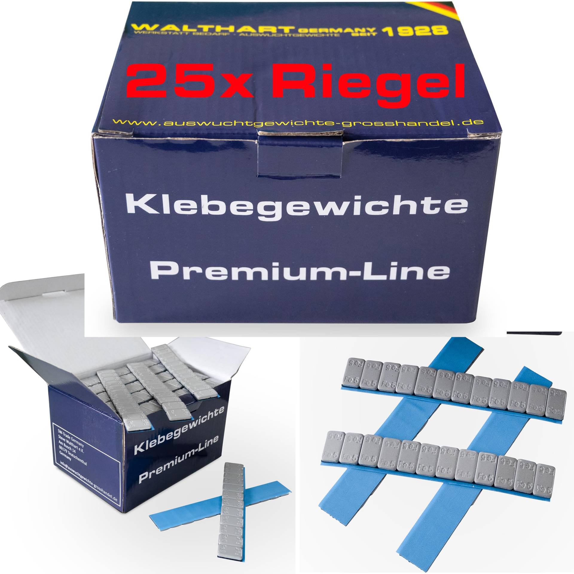 Walthart Germany seit 1928 25 Auswuchtgewichte Grau Felgensilber 12x5g I Klebegewichte Stahlgewichte Kleberiegel 60g mit ABRISSKANTE I verzinkt & kunststoffbeschichtet 1,5Kg von Walthart Germany seit 1928