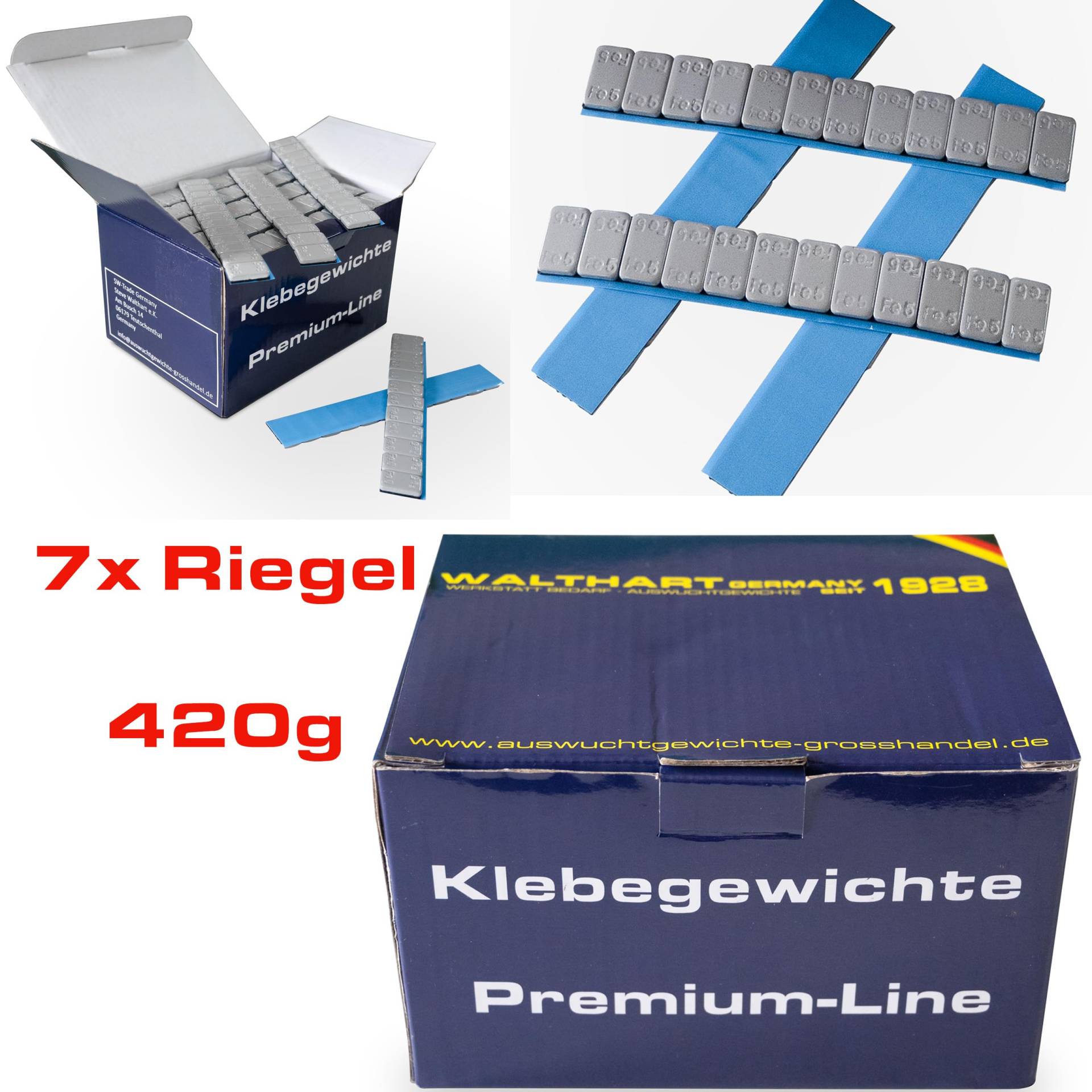 Walthart Germany seit 1928 7 Auswuchtgewichte Grau Felgensilber 12x5g I Klebegewichte Stahlgewichte Kleberiegel 60g mit ABRISSKANTE I verzinkt & kunststoffbeschichtet 0,42KG von Walthart Germany seit 1928