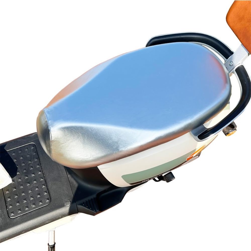 1 Stück PVC Motorrad Sitzbezug Wasserdicht Sonnenschutz Sitzabdeckung Antirutsch Kratzfest Motorrad Sitzabdeckung Kissen Motorrad Staubkissenbezug für Motorrad Roller Sitzschutz,Silber,L von Wambere