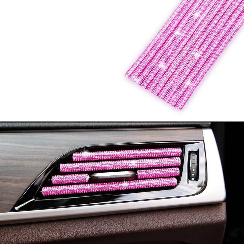 10 Stück 20cm Auto Luftauslass Zierstreifen mit Strasssteinen,Glitzer Auto Lüftungsschlitz Dekoration,Auto Styling Lüftungsgitter Zierleiste,DIY Auto Zubehör Innenausstattung Streifen,Rosa von Wambere