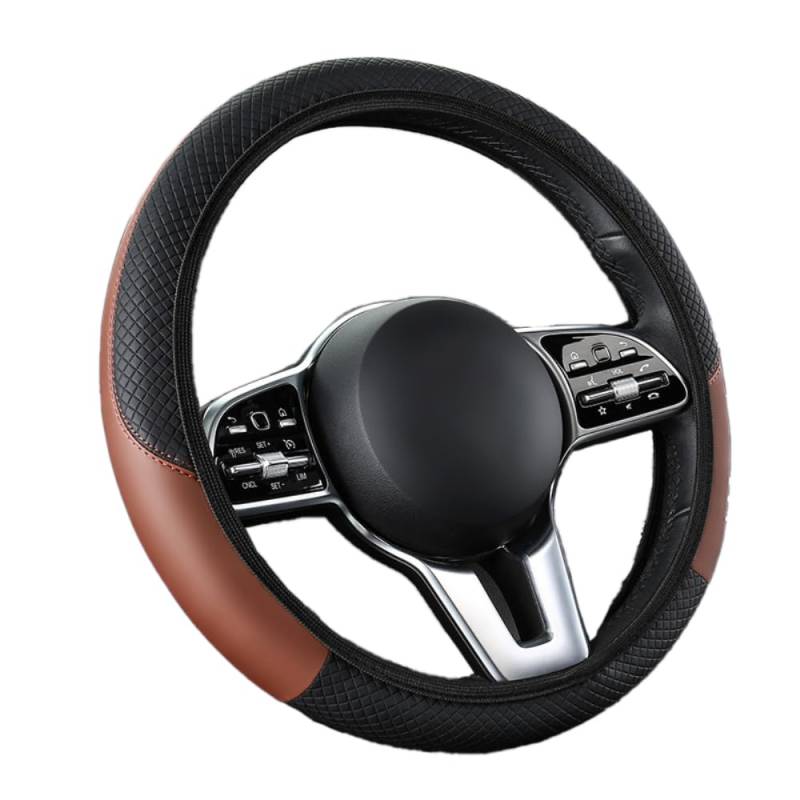 Mikrofaser Leder Lenkradbezug,Universal 38 cm Auto Lenkradhülle Lenkrad Abdeckung Rutsch Lenkradabdeckung Lenkradschoner Car Steering Wheel Cover,für die meisten Autolenkräder,Schwarz Braun B von Wambere