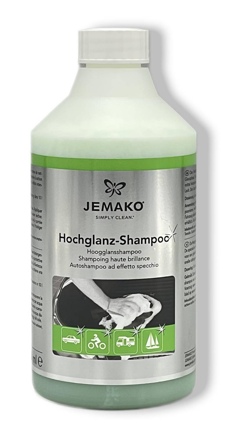 Jemako Hochglanz Shampoo 500ml Auto Motorrad Caravan Wohnwagen Schiff Konzentrat Reinigung und Hochglanz für Lack von Wandbreite