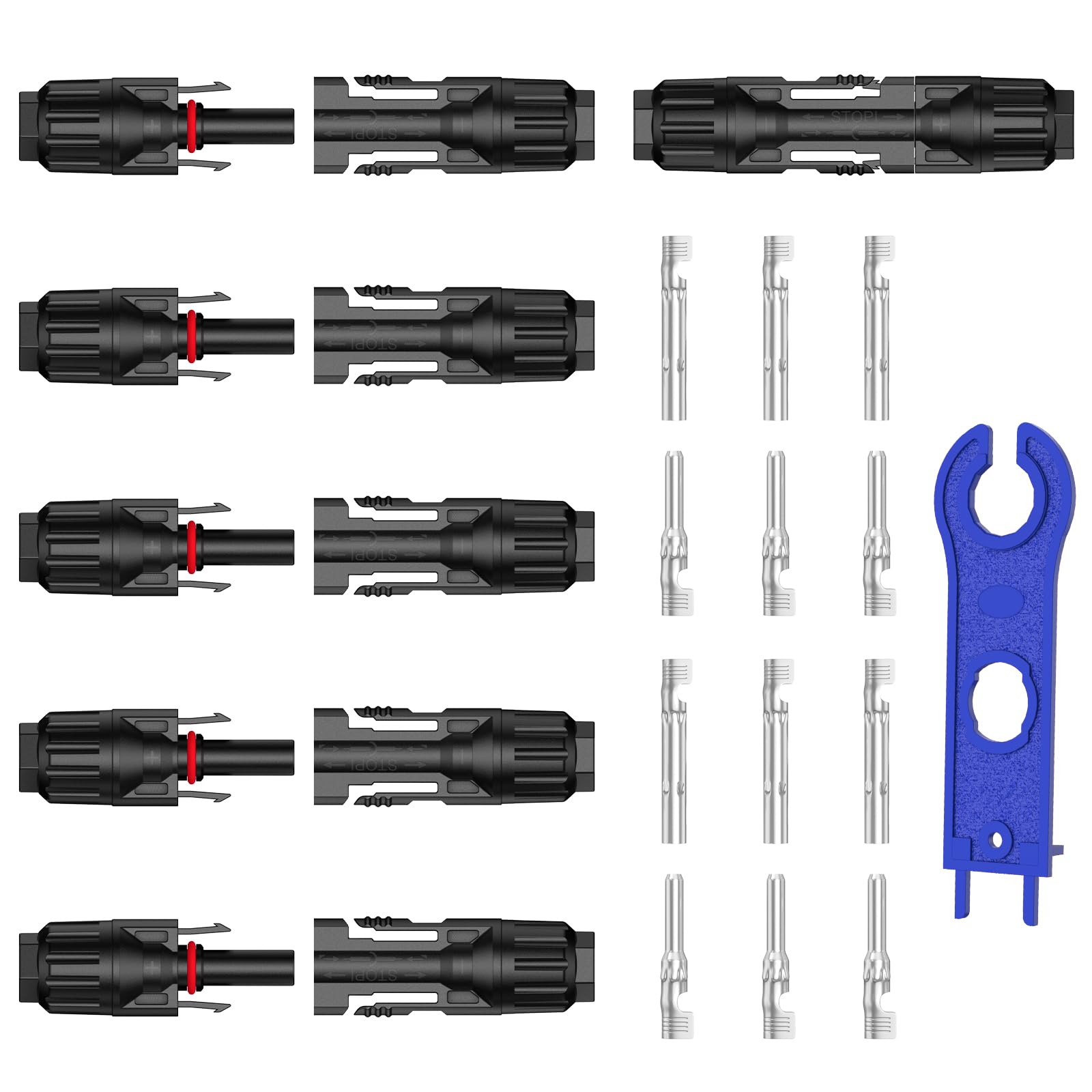 Stecker Männlich/Weiblich Solarpanel Steckverbinder, 6 Paar Solarpanel Stecker, mit 1Pcs Schraubenschlüssel, Leicht zu Zerlegen und Zusammenzubauen Solarstecker für Photovoltaik Solarkabe(6) von Wanglaism