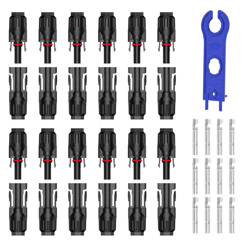 Stecker Männlich/Weiblich Solarpanel Steckverbinder, 6 Paar Solarpanel Stecker, mit 1Pcs Schraubenschlüssel, Leicht zu Zerlegen und Zusammenzubauen Solarstecker für Photovoltaik Solarkabe (12) von Wanglaism