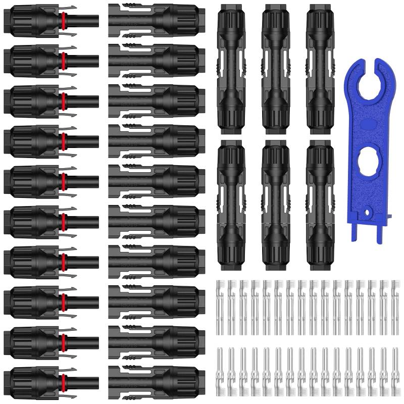 Stecker Männlich/Weiblich Solarpanel Steckverbinder, 6 Paar Solarpanel Stecker, mit 1Pcs Schraubenschlüssel, Leicht zu Zerlegen und Zusammenzubauen Solarstecker für Photovoltaik Solarkabe (16) von Wanglaism