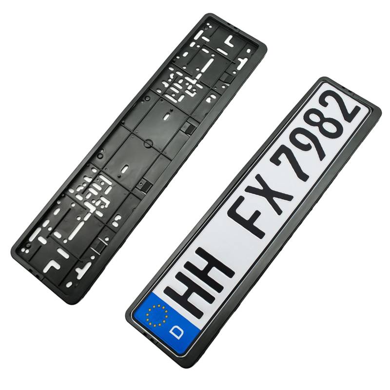 2 Stück schwarz Rahmenlos Kennzeichenhalterung, Nummernschild Kennzeichenhalter, License Plate Holder, Auto Nummernschildhalterung für PKW Halter 530 x 130 mm von Wanheart